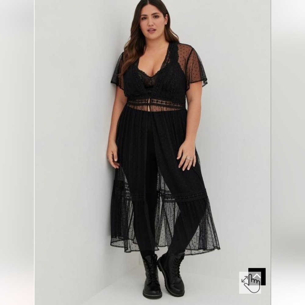 Mesh maxi kimono